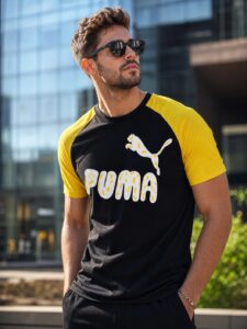 PUMA Men Colorblock Crew Neck Cotton Blend White T-Shirt