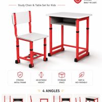 Study Table and Chair Set For Kids (Red & White) .
