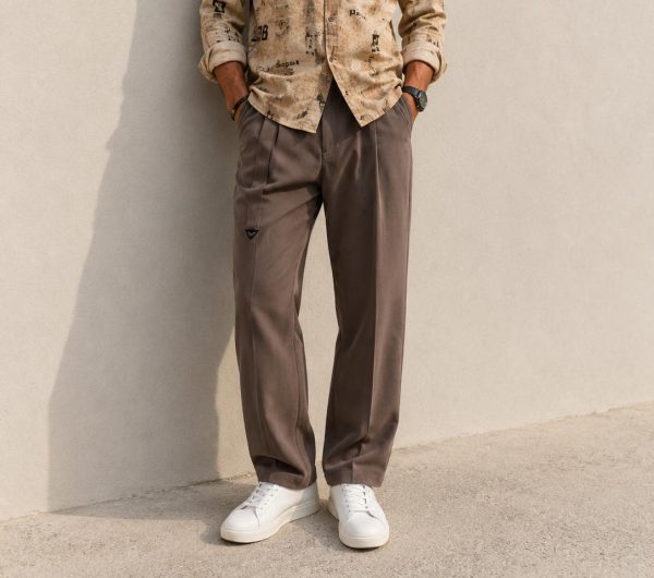 Taupe Brown Loose Fit Trouser for Men .