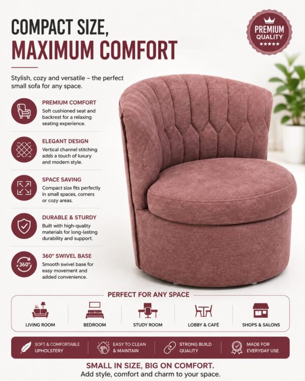 Velvet Suede Single Seater Lounge Chair (Dusty Rose) .