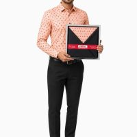 Vimal Printed Shirt Fabric for Men peach