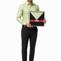 Vimal Printed Shirt Fabric for Men pista green