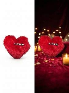 Red Heart Furry Cushion