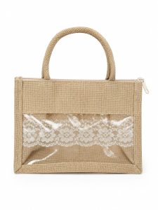 Jute Tote Bag Lace Lunch Pouch