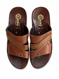 Brown Textured Synthetic Comfort Slipper