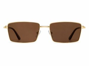 Classic Gold Metal Frame Rectangular Sunglasses