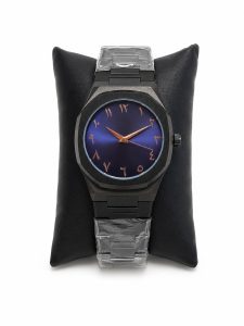Arabic Numeral Analog Watch with Black Metal Strap