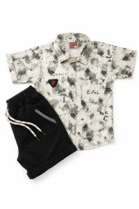 Boys Abstract Print Shirt & Black Shorts Co-Ord Set NARS0133