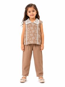 Girls Floral Printed Top and Pant Co-Ord Set NARS0021