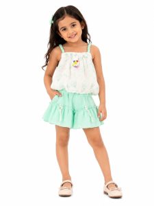 Kids Summer Sleeveless Top with Ruffle Skirt Set NARS0005