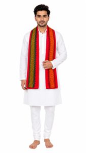 Ethnic Wear Red Cotton Gamchha with Border NARP0086