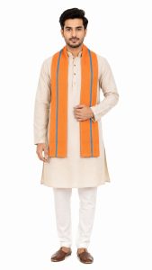 Traditional Orange Cotton Stole NARP0088