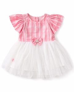 Girl's Stylish Pink and White Party Dress NARP0140