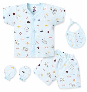 Baby Cotton Clothing Set with Bib and Mittens NARP0124