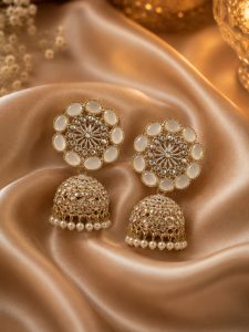 Traditional White Pearl Jhumka Earrings for Women NARP0185