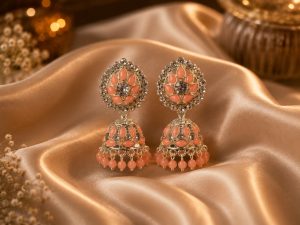 Peach Stone Traditional Jhumka Earrings for Women NARP0195