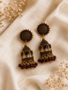 Traditional Temple Design Antique Jhumka Earrings NARP0192