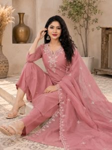 Designer Dusty Pink Ethnic Kurta Pant Set NARP0290