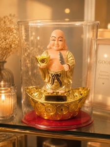 Golden Feng Shui Buddha Idol with Money Boat NARP0226