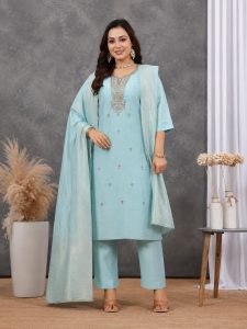 Embroidered Kurta with Pant and Dupatta Set NARP0287