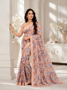 Elegant Flower Print Saree NARP0301