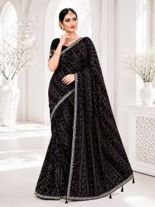 Black Bandhani Printed Saree NARP0303