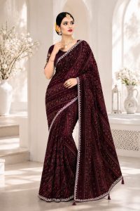 Purple Bandhani Printed Saree NARP0304