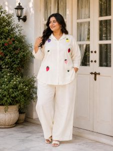 Fruit Embroidered Shirt Pant Co-Ord Set NARP0413