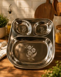 Elegant Flower Design Steel Thali NARP450