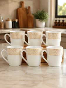 Elegant White Ceramic Mugs NARS0064