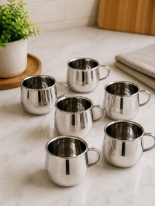 Stainless Steel Tea Coffee Mug Set of 6 NARS0093