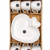 White Ceramic Mug and Heart Shaped Platter Set..