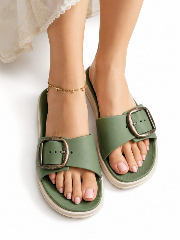 Women Buckle Slippers.