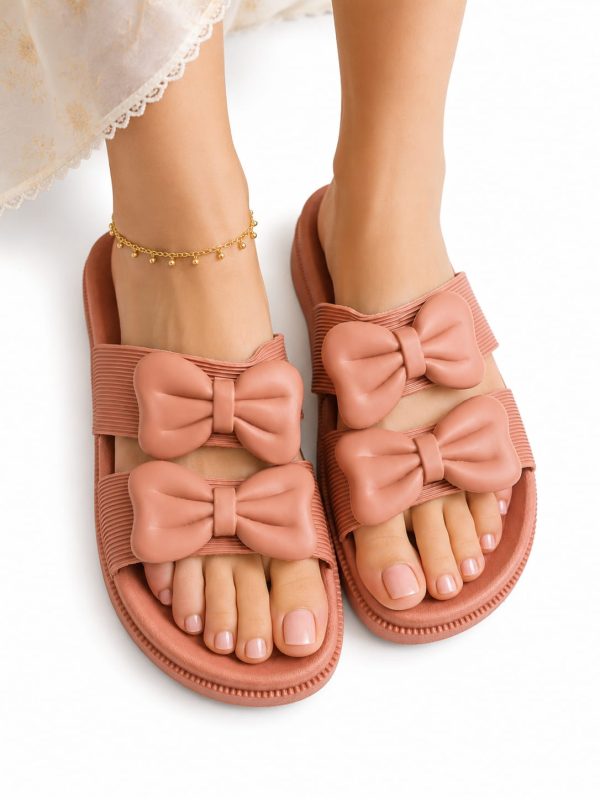 Women Double Bow Strap Slippers. Women Double Bow Strap Slippers.