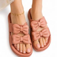 Women Double Bow Strap Slippers.