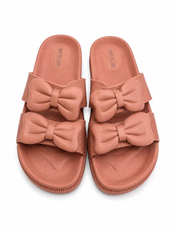 Women Double Bow Strap Slippers Women Double Bow Strap Slippers