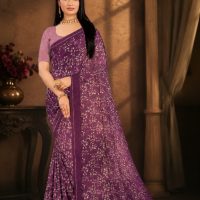 Women's Floral Printed Casual Wear Saree purpule