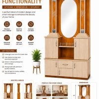 Wooden Dressing Table with Oval Mirror & Multi-Drawers .