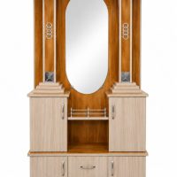 Wooden Dressing Table with Oval Mirror & Multi-Drawers