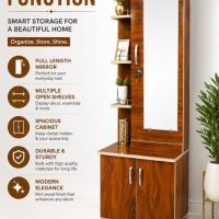 Wooden Dressing Table with Storage Shelves and Lock .