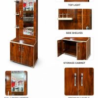 Wooden Dressing Table with Storage Shelves and Lock