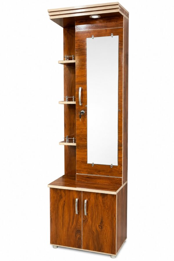 Wooden Dressing Table with Storage Shelves and Lock