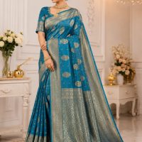 Teal Blue saree