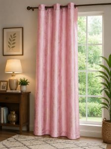 Elegant Pink Curtain with Gold Leaf Print NARH0067