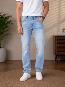 Men's Light Blue Washed Denim Jeans NARH0017