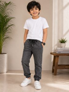 Kids Grey Denim Jogger Pant NARH0020