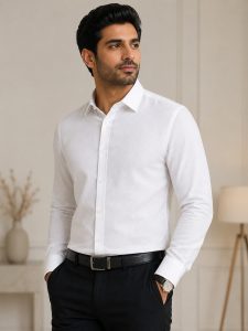 Men's White Office Wear Shirt NARH0043