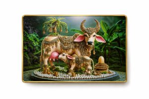 Kamdhenu Cow and Calf Religious Wall Painting NARP707