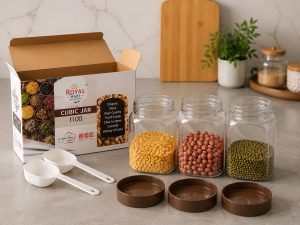 Royal Ware Cubic Plastic Storage Jar Set NARP682