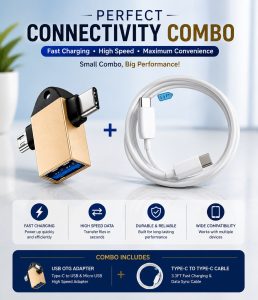 USB OTG Adapter & Type-C Fast Charging Cable Combo